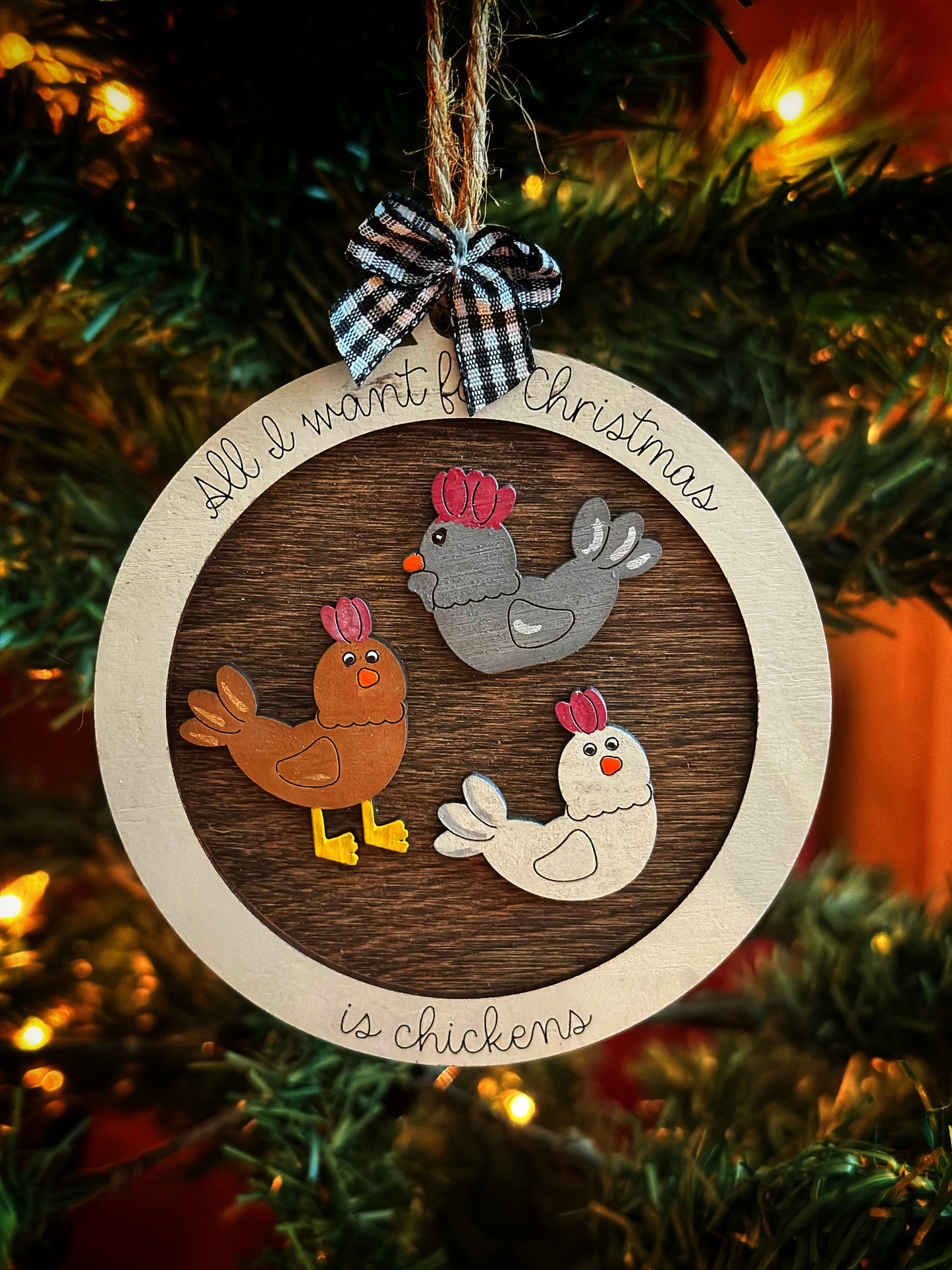 Chicken Christmas Ornament (Round)