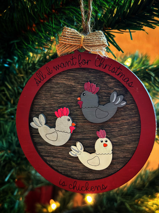 Chicken Christmas Ornament (Round)